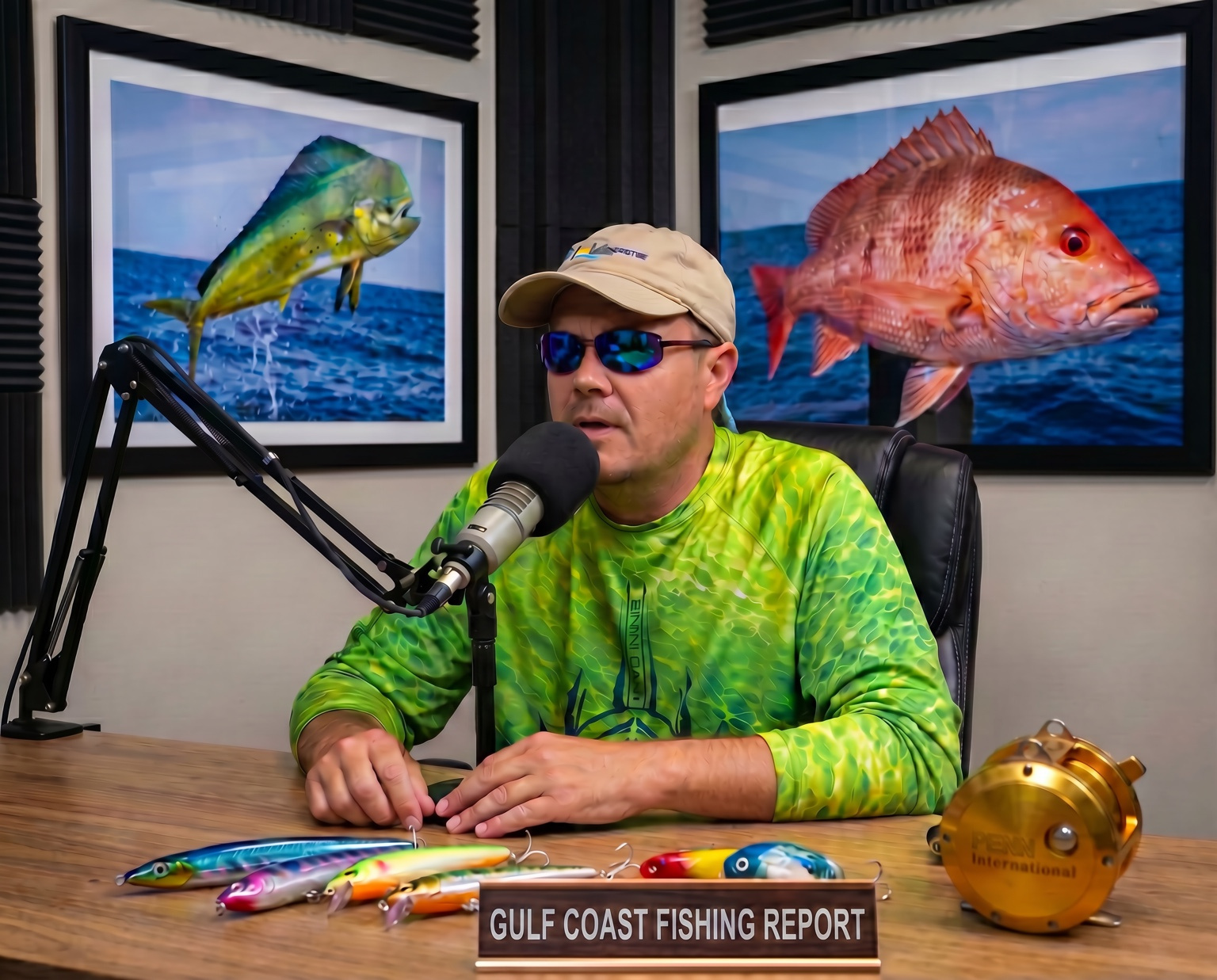 Podcast microphone in a studio